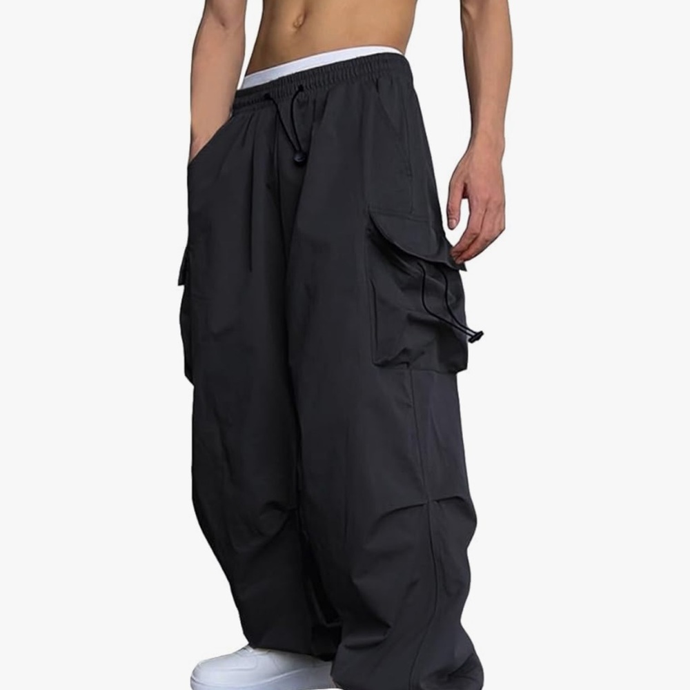 Men's Black Cargo Pants WZIKAI Hip Hop